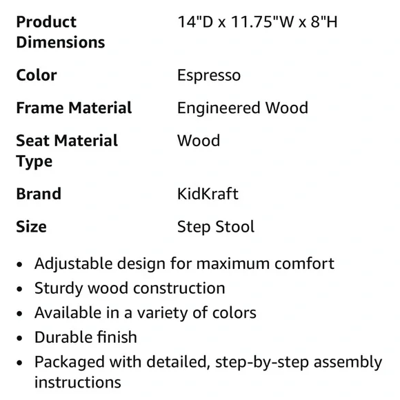 KidKraft Adjustable Stool For Nursing - Espresso - Picture 6 of 7